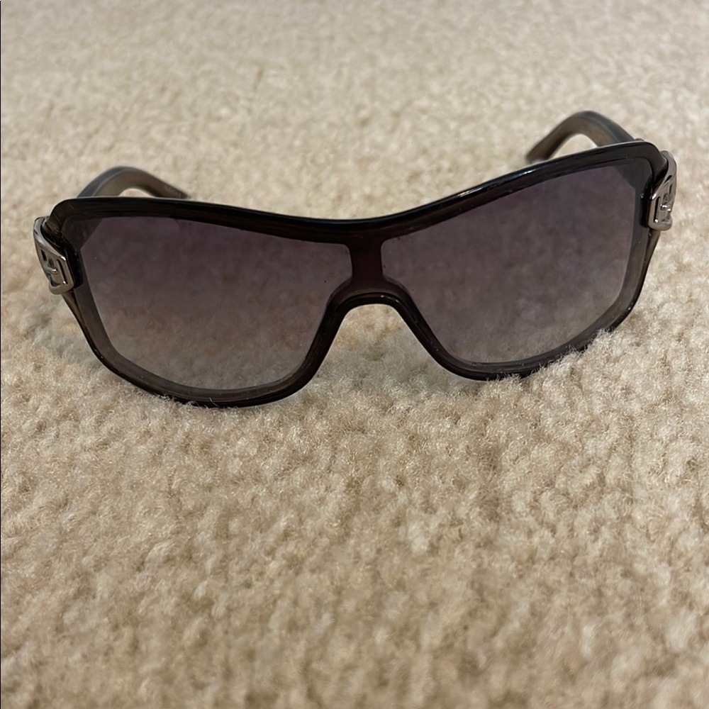 Gucci Black Sporty Shield Sunglasses with Gradient Lenses